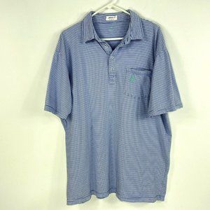 Johnnie-O Mens Polo Shirt Size XL Striped Short Sleeve Cotton Blue White